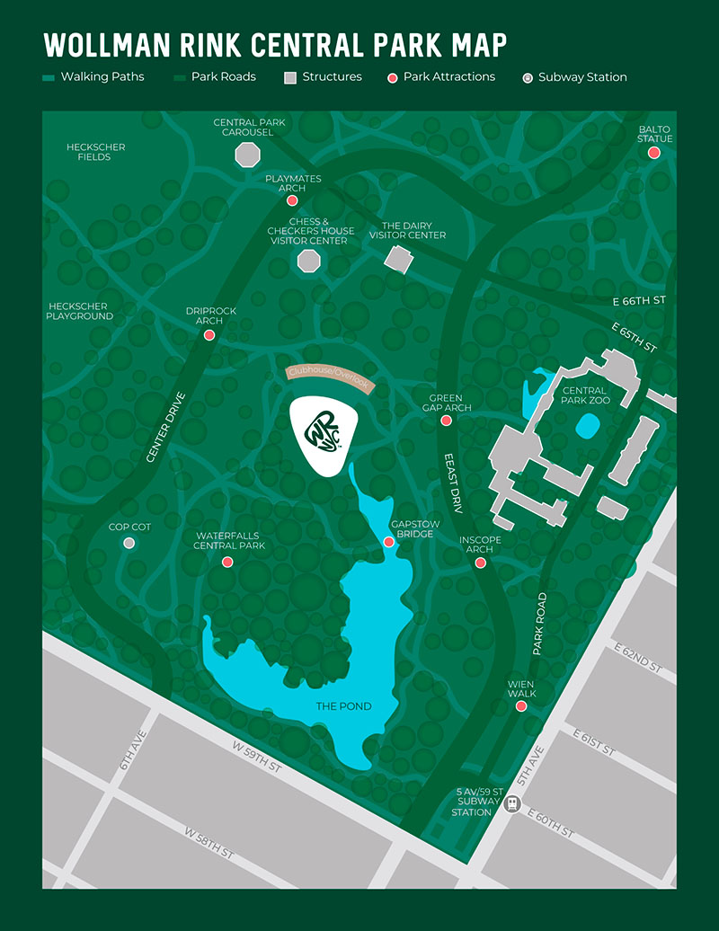 Mapa Wollman Rink Central Park
