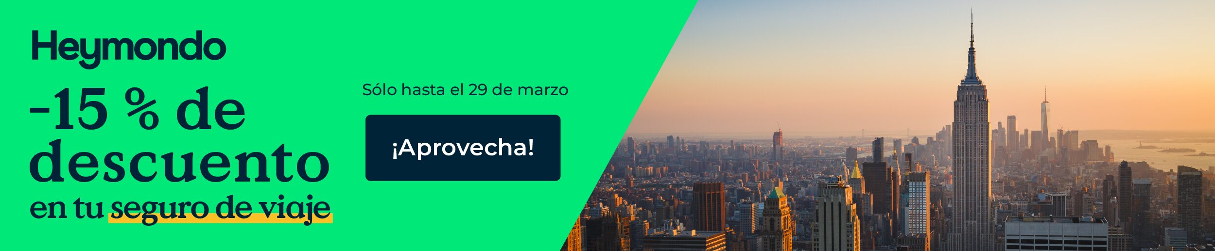 Descuento en el seguro de viaje para Nueva York con Heymondo